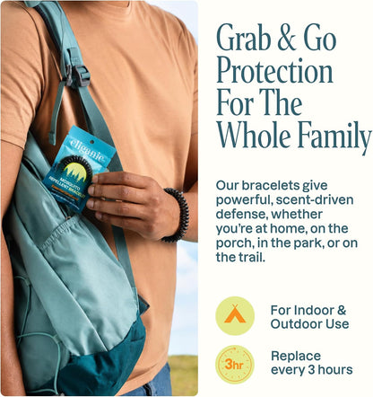 Cliganic 10 Pack Mosquito Repellent Bracelets for Adults & Kids - Natural DEET-Free Bands, Individually Wrapped