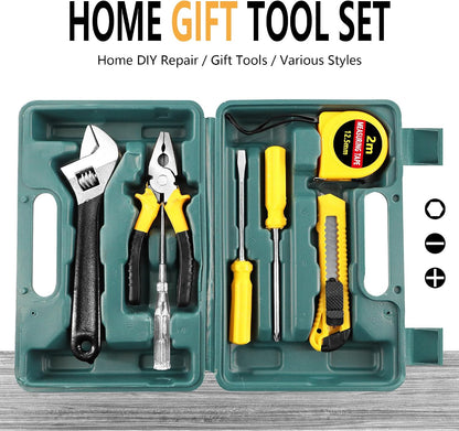 MAYWILLA 8 Piece Hand Tool Kit Basic Set,General Household Repair Small Home Tool Kit with Storage BoX for Car Maintenance,Home,DIY,Office,Garage