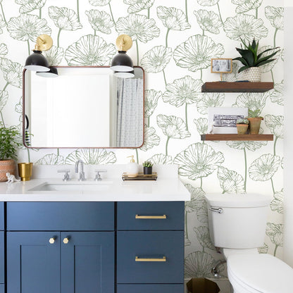 Orainege Modern Peel and Stick Wallpaper 17.3inx118.1in Beige and White Floral Wallpaper Boho Contact Paper Removable Decorative Wall Paper for Bedroom Bathroom Cabinets Decor Vinyl