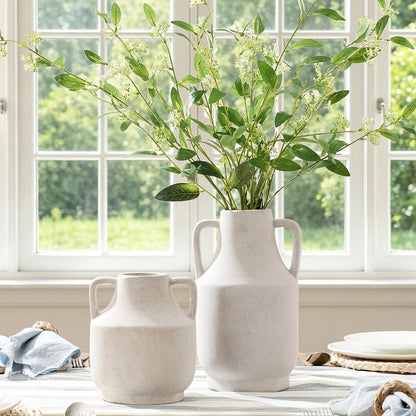 Ceramic Vase Set of 3, Modern Decorative Vases for Home Decor, Small Flower Pottery Vase Sets, Boho Farmhouse Rustic Vases for Living Room, Kitchen, Bedroom, Bathroom, Shelf, Table