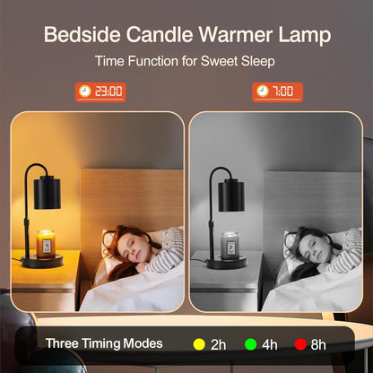 CASTLELIFE Dimmable Candle Warmer Lamp with Timer, Height Adjustable Candle Warmer for Jar Candles, Electric Wax Melt Warmer for Home Decor House Warming Gifts, Birthday Gifts for Women, Black Clear