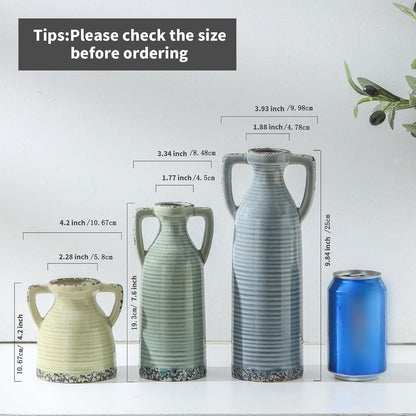 Bud Vase - Flower Vase Set - Decorative Vases - Ceramic Small Vase Set of 3 for Centerpieces - Ice Creak for Decor - Modern Decoration Vases for Home Farmhouse Table Office, Mini Vase by Lyeec