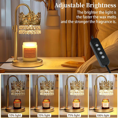 Candle Warmer Lamp with Timer Dimmer Adjustable Height with 2 Bulbs Crystal Candle Lamp Elegant Home Decor for Valentine's Day Gift Wax Melt Warmers for Women Birthday Gift (Black)