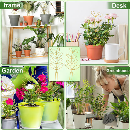 AUGSUN 2 Packs Plant Trellis Garden Trellis Plant Stakes Trellis | for Climbing Plants, Indoor Plants Metal Leaf Shape, Plant Support for Houseplants, with 50 Ties Plant Lover Gift (Green)