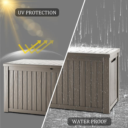 320 Gallon Outdoor Storage Box, Extra Large Waterproof Resin Deck Box with Lockable Lid Storage Bin for Patio Furniture Cushion, Garden Tools, Pool Accessories, UV-Resistant Outside, Black