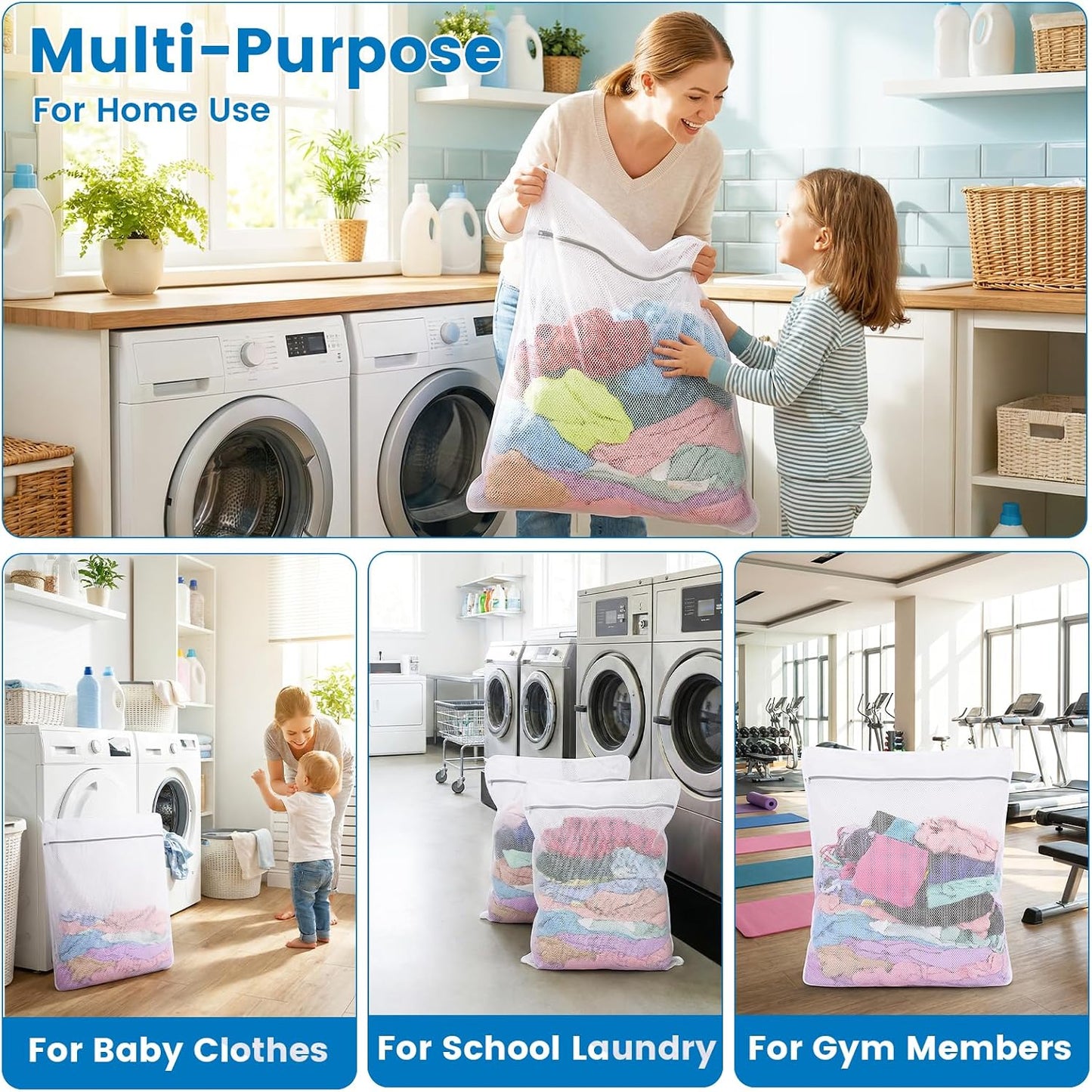 Dntorx 2 Pack XX-Large Mesh Laundry Bags for Delicates, 24 x 32 Inches Reusable Laundry Bag Durable Wash Bags for Washing Machine for College, Family, Travel, Storage