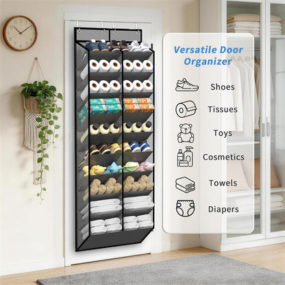 KEEPJOY Over The Door Shoe Organizer,Hanging Shoe Organizer 12 Mesh Pockets Shoe Organizer for Closet,Works Well for Men and Woman Kids Shoes Storage, 57.5×12.6inch(Beige)