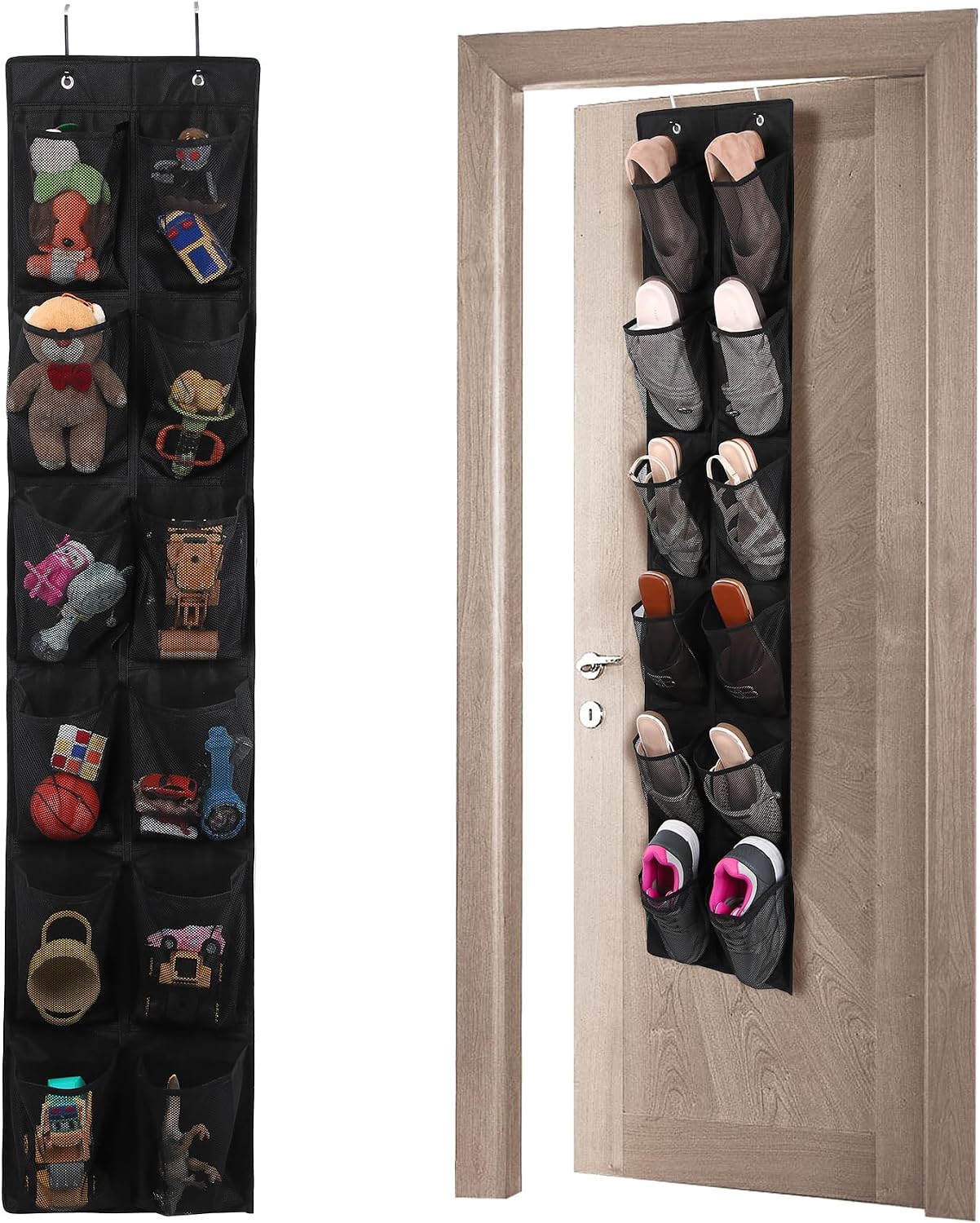 GOMAJI Over the Door 12 Pocket Hanging Shoe Organizer, Gray