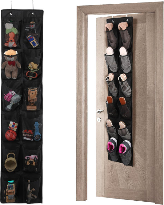 GOMAJI Over the Door 12 Pocket Hanging Shoe Organizer, Gray