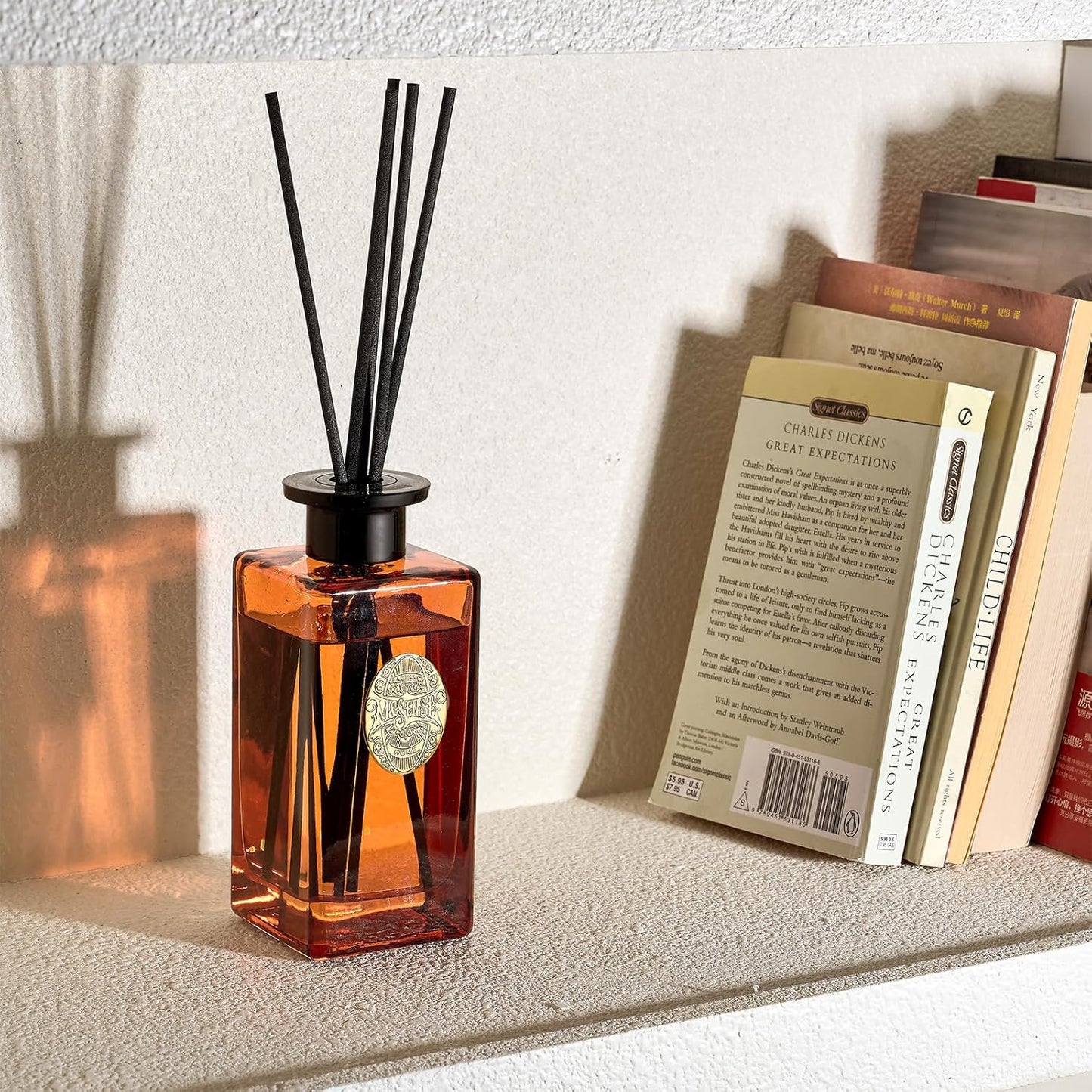 M&SENSE 6.3 oz Large Reed Diffuser Set | Lime+Basil Scent Oil Diffuser with Sticks | Hotel Collection Non-Toxic Home Fragrance |for Bedroom Bathroom Living Room - Colors B