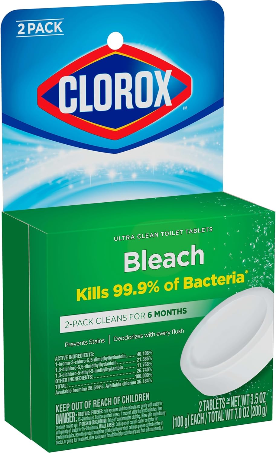 Clorox Ultra Clean Toilet Tablets Bleach 4 Count, 3.5 Ounces Each (Package May Vary)