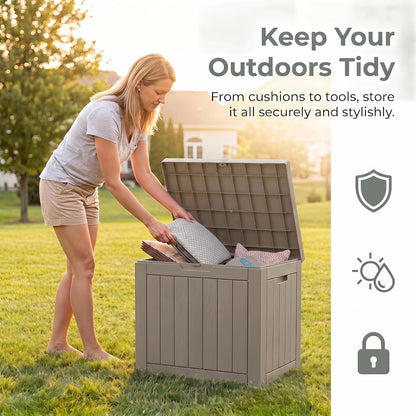 NicBex 30 Gallon Deck Box, Waterproof Resin Outdoor Storage Box Lockable for Patio Furniture, Fade Resistant Patio Side Table & Organizer for Garden Tools, Pool Floats, Outdoor Cushions, Black
