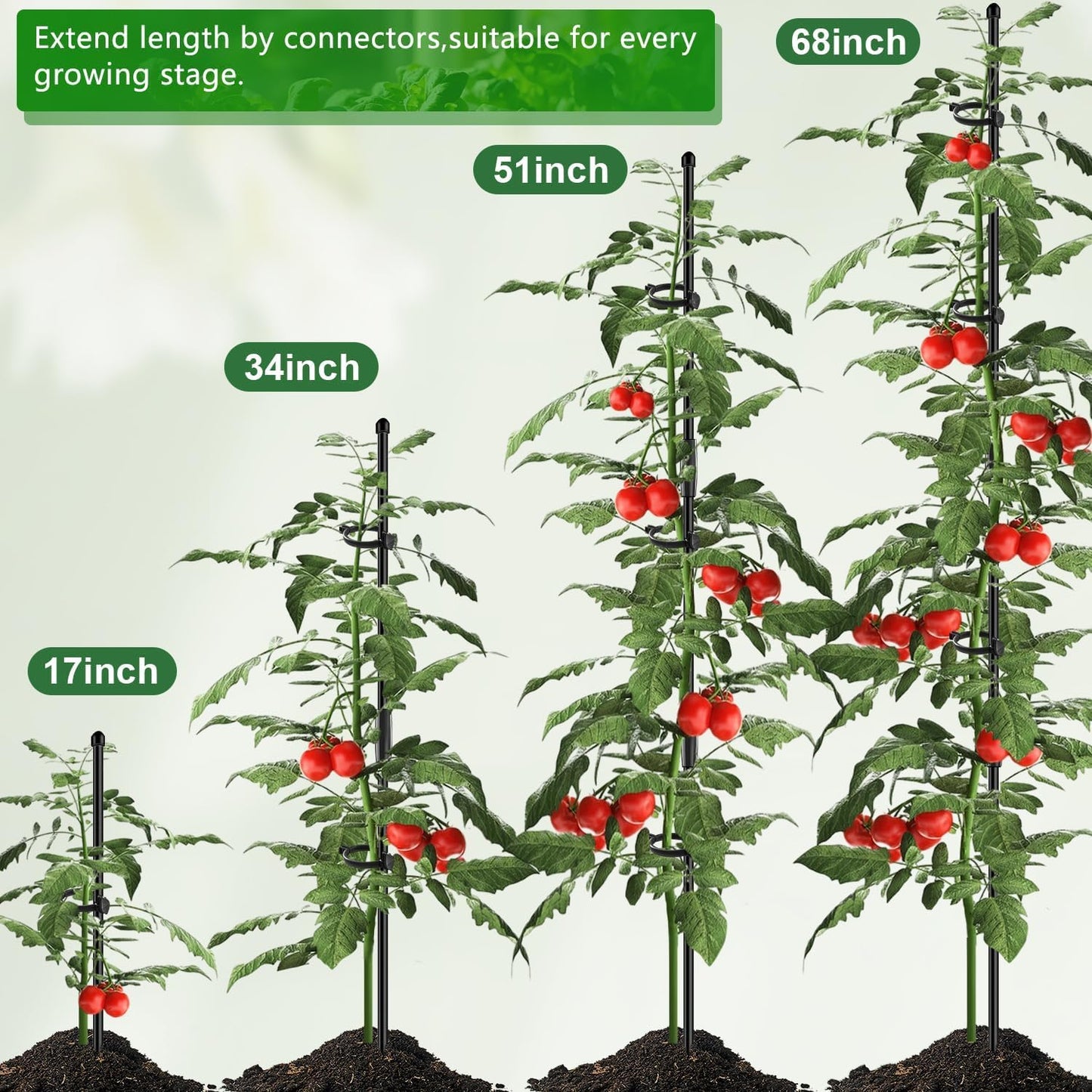 Plant Support Stakes for Indoor SupKing Orchid Sticks with Clips Garden Stake Extended to 2/3/4ft for Outdoor Potted Tomato Rose Vegetables House Palnts Comes with 20 Plants Ties(15 inch 10Pcs)