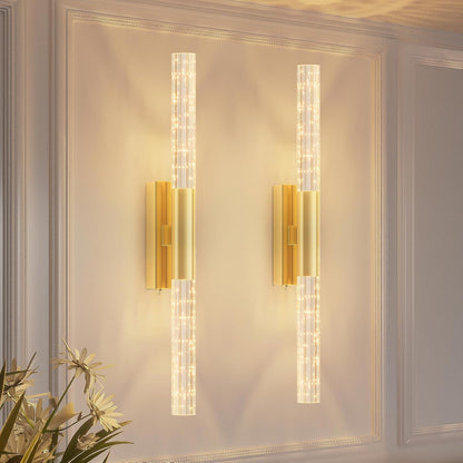 camuucci Battery Operated Wall Sconces Set of 2 Rechargeable Battery Powered Wall Light with 12000mAh Not Hardwired Dimmable Wall Lamp Fixtures for Bedroom Living Room Gold 15.3 Inches