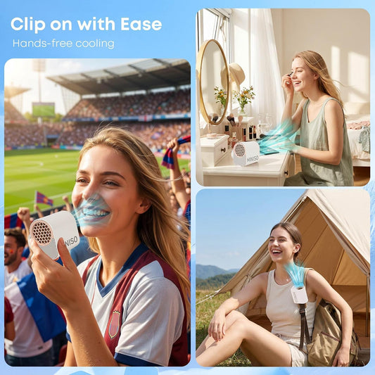 MINISO Clip On Fan Portable, 5-Speed 19500 RPM Strong Airflow Stroller Fan | Personal Fan for Waist & Skirt, Hands-Free Wearable Belt Fan Rechargeable for Travel, Camping, Hiking, Office & Outdoor
