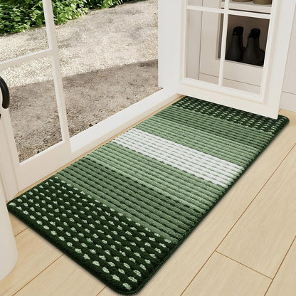 Kitinjoy Indoor Outdoor Door Mat, 32x20 Non-Slip Absorbent Dirt Trapper, Low-Profile Washable Inside Entrance Front Floor Mat, Sturdy Soft Entry Doormats for Entryway, Grey