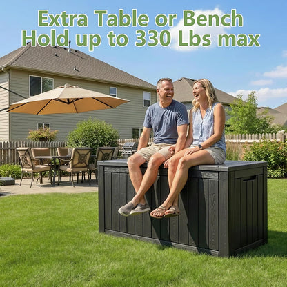 KAMABOKO 31 Gallon Outdoor Storage Box, Resin Deck Boxes Indoor and outdoor, Waterproof Storage Box Lockable Lid for Garden Tools, Package Delivery, Pool Supplies, Patio Cushions, Black