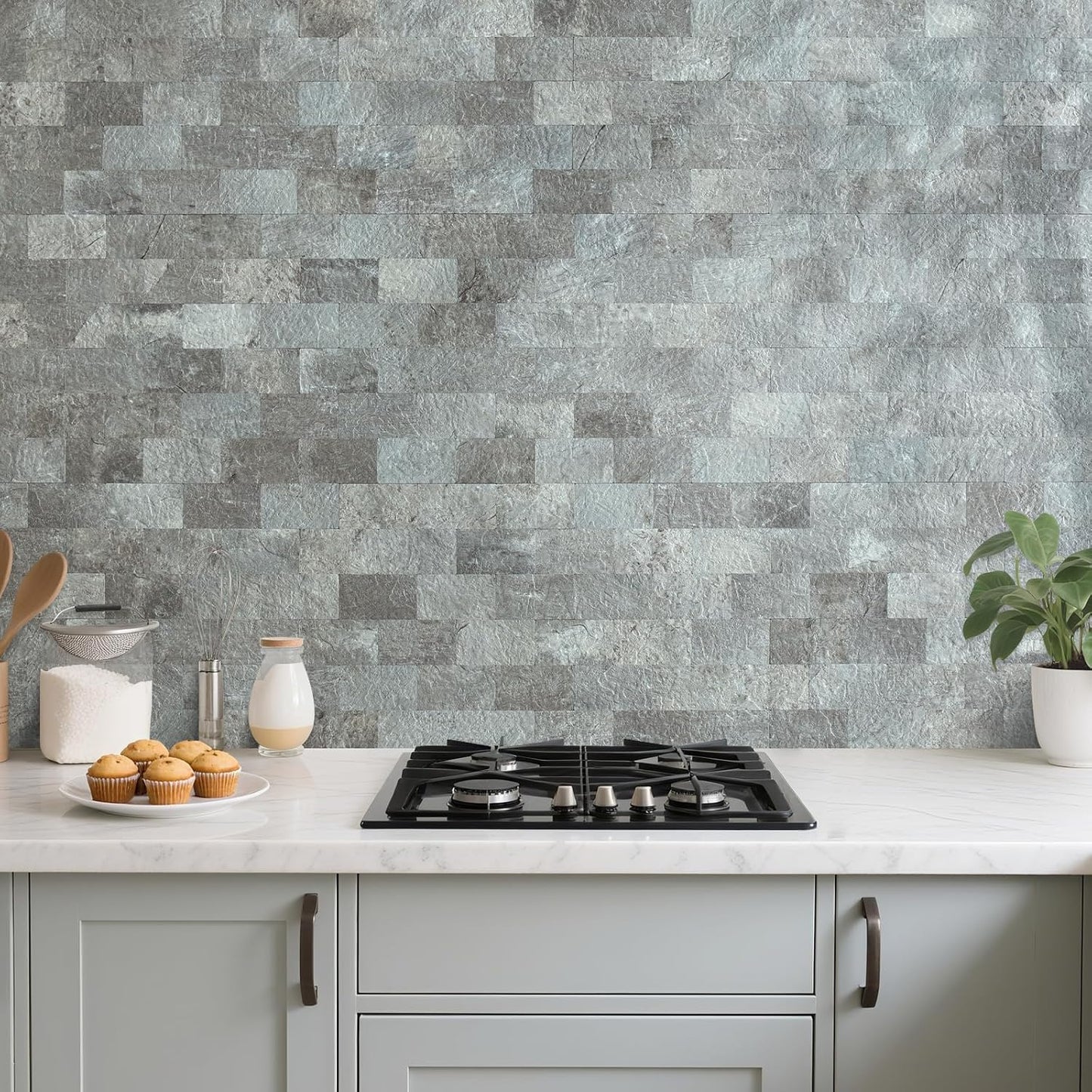 DICOFUN 10-Sheet Polished White Thick PVC Peel and Stick Backsplash, Ceramic Look Subway Tile White Kitchen Backsplash Peel and Stick Wall Tiles