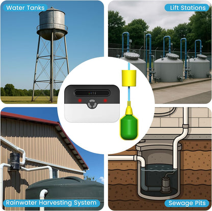 Sump Pump Alarm WiFi, Smart High/Low Water Level Alarm with Alarm-activated Outlet, Free App Alerts,Built-in Backup Battery,110dB Siren,10ft Float Switch for Septic Tank, Sump Pump, Ponds & Water Tank