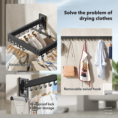 Clothes Drying Rack Wall Mounted,Drying Rack Clothing,Laundry Drying Rack Wall Mount,Collapsible Drying Racks for Laundry,Retractable,Foldable,Clothes Hanger Rack,Clothes Dryer Rack,White Color