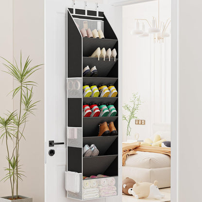 Criusia Shoe Organizer, Over the Door Shoe Organizer, Hanging Closet Shoe Storage with Large Deep Pockets, Fits 16–24 Pairs of Sneakers, Sandals, Boots, Gray