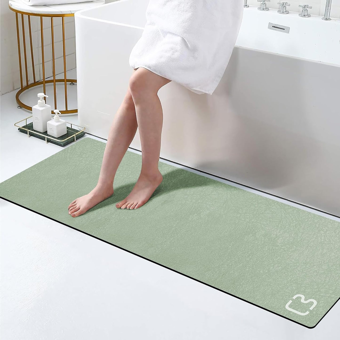 Diatomaceous Earth Bath Mat Rugs Super Absorbent Diatomite Stone Bath Mat Non Slip Quick Dry Thin Bathroom Mat Fit Under Door, Floor Rugs in Front of Bathtub, Shower Room, Sink,15.7"x23.6", Grey