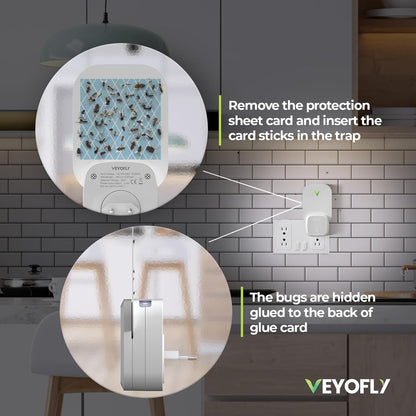 VEYOFLY Fruit Fly Traps for Indoors (2 Device + 4 Refills), Gnat Trap Indoor Plug in, Bug Traps, Flying Insect Trap, Gnat Traps for House Indoor, Fly Trap Indoor for Home Bug Light, Gnats Catcher