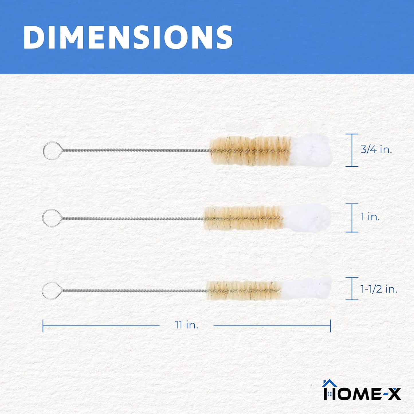 HOME-X Soft-Tip Cleaning Brush Set, Soft Scrub Brush with Long Handle, Handy Crevice-Cleaning Tool, Glassware-Cleaning Brush, Set of 3