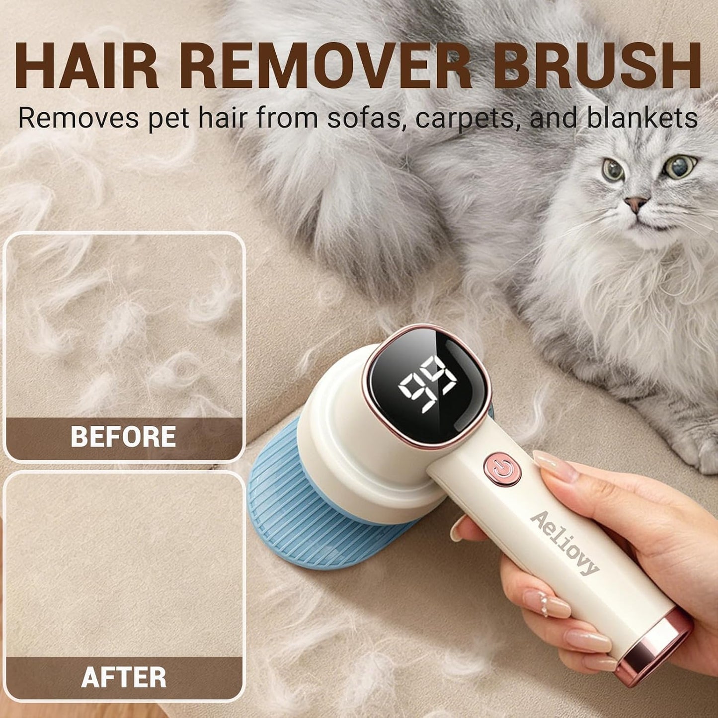Fabric Shaver, 3 in 1 Lint Remover with Hair Remover Brush & Lint Rollers, Digital Led Display, 3 Speeds with Replaceable Blades, Remove Pilling for Clothes, Furniture, Sweater, Couch, Blanket, Pet