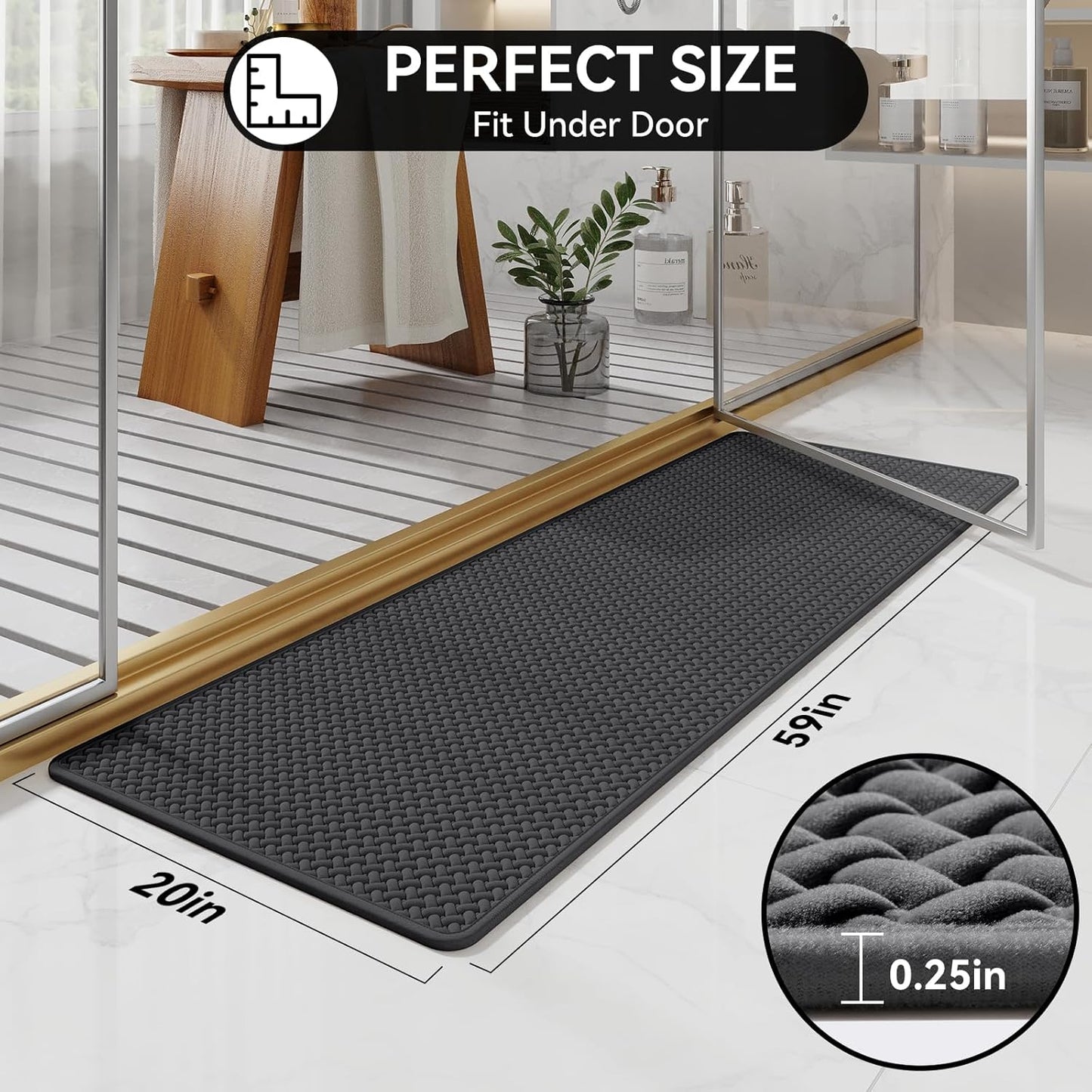YDKGL Bathroom Rugs Non Slip, Super Absorbent Quick Dry Bath Mats for Bathroom, Foam Weave Texture Thin Bath Rugs Washable with Rubber Backing Fit Under Door Outside Shower,16" x 24“
