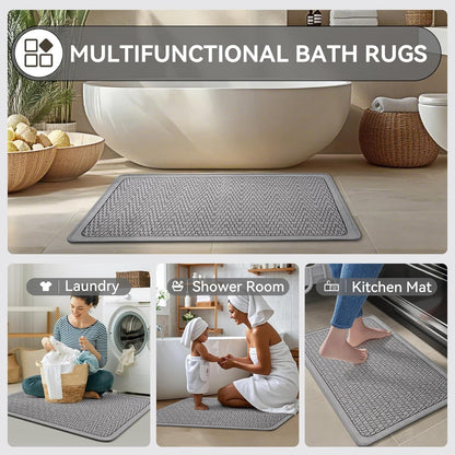 YDKGL Ultra Thin Bathroom Rugs Mat Quick Dry Absorbent Non Slip Bath Mat Bath Mats for Bathtub Mat Bathroom Carpet Fit Under Door Washable Floor Rubber Half Round Bath Rugs Grey 16x24