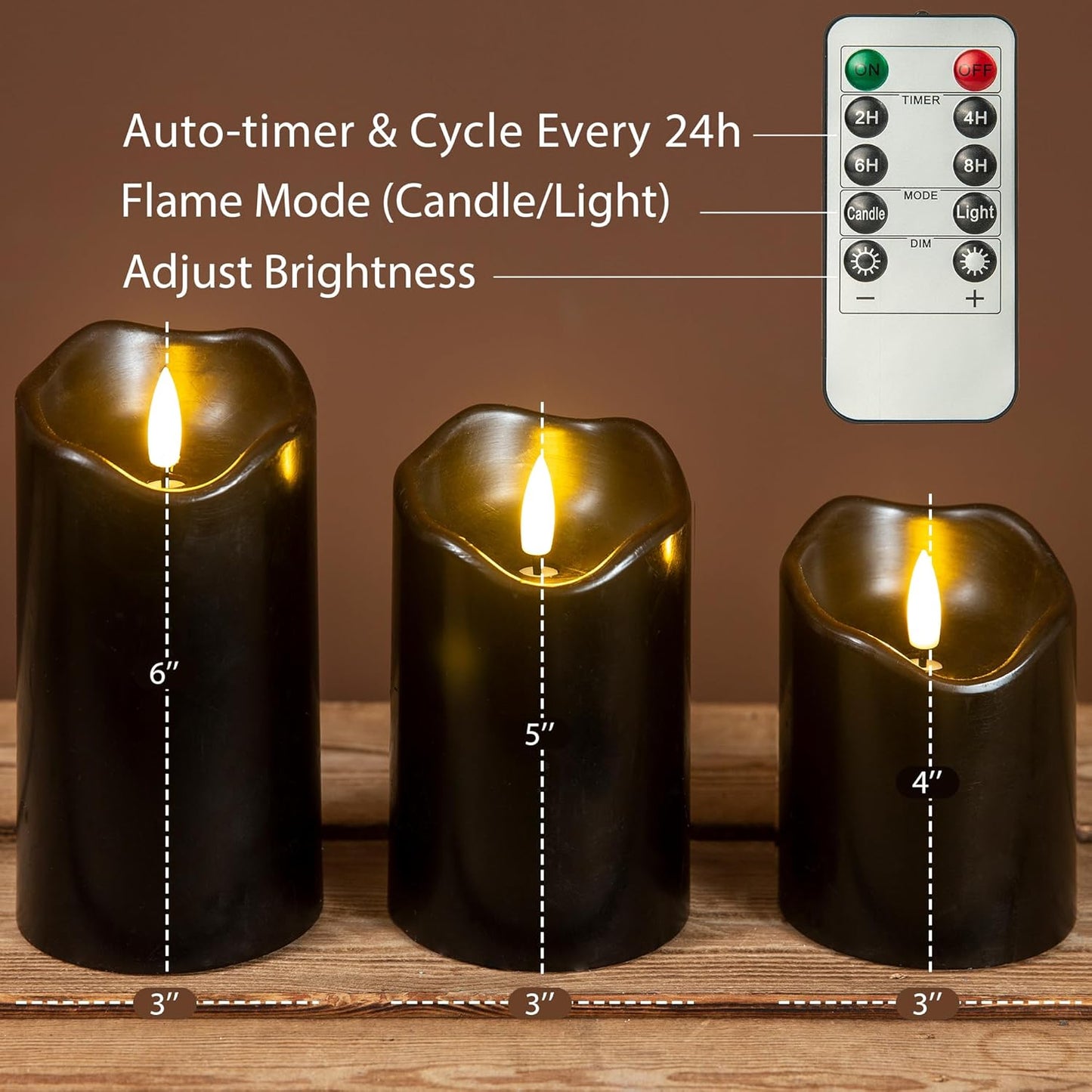 LUSHARBOR Flameless Candles with Remote, 3 Pack Battery Operated Candles Flickering Real Wax LED Fake Pillar Candles with Timer for Wedding Home Party, White