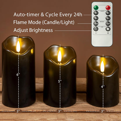 LUSHARBOR Flameless Candles with Remote, 3 Pack Battery Operated Candles Flickering Real Wax LED Fake Pillar Candles with Timer for Wedding Home Party, White