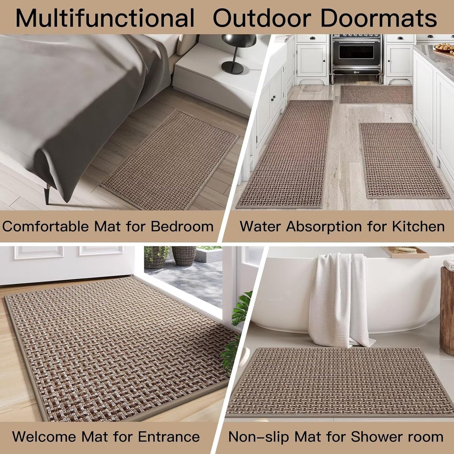 Door Mat 17"x30",Door Mat Indoor Entrance Dirt Resistant and Absorbent Non-Slip Rubber Backing Front Door Mats Washable Low-Profile Indoor Mats for Entryway, Inside Entrance Easy Clean Gray