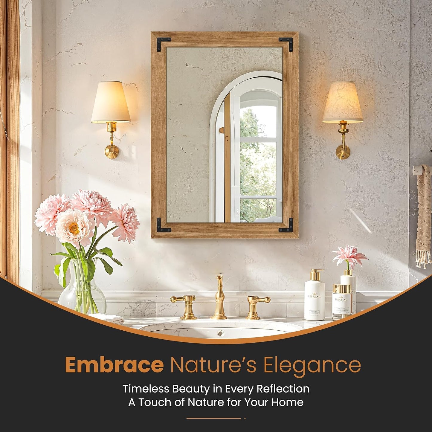 TRAHOME Full Length Mirror with Wooden Frame, 56"X22" Solid Wood Standing Floor Mirror for Farmhouse, Bathroom, Bedroom Decor, Hanging or Leaning Wall-Mounted