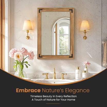 TRAHOME Full Length Mirror with Wooden Frame, 56"X22" Solid Wood Standing Floor Mirror for Farmhouse, Bathroom, Bedroom Decor, Hanging or Leaning Wall-Mounted