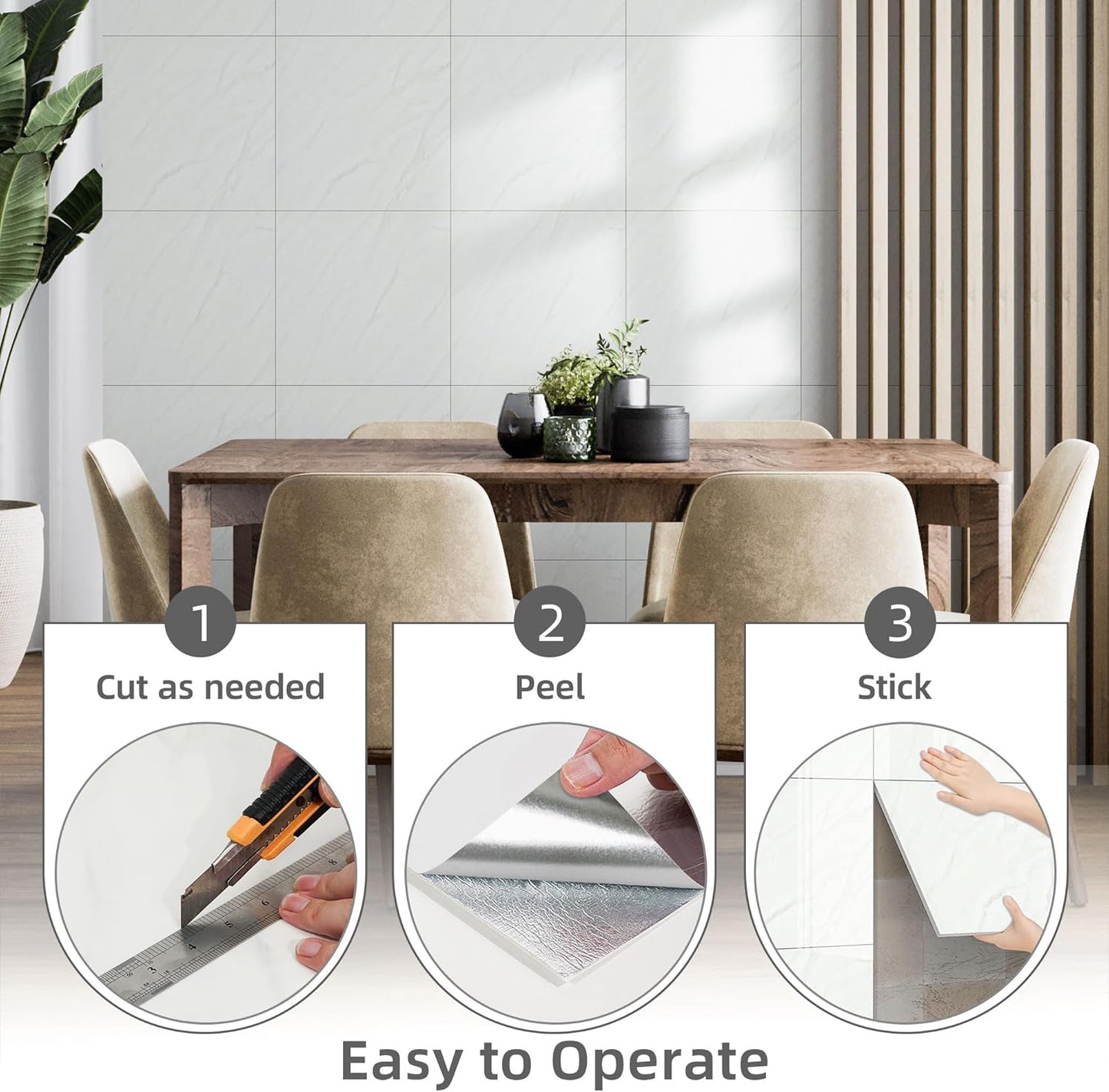 Vieshful 20pcs Peel and Stick Backsplash Tile，12"x12" Self Adhesive Marble Tile for Wall, PVC Waterproof Shower Wall Panels, Back Splash Stick on Tiles for Kitchen Bathroom Living Room (Not Real Tile)