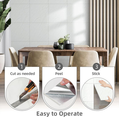 Vieshful 20pcs Peel and Stick Backsplash Tile，12"x12" Self Adhesive Marble Tile for Wall, PVC Waterproof Shower Wall Panels, Back Splash Stick on Tiles for Kitchen Bathroom Living Room (Not Real Tile)