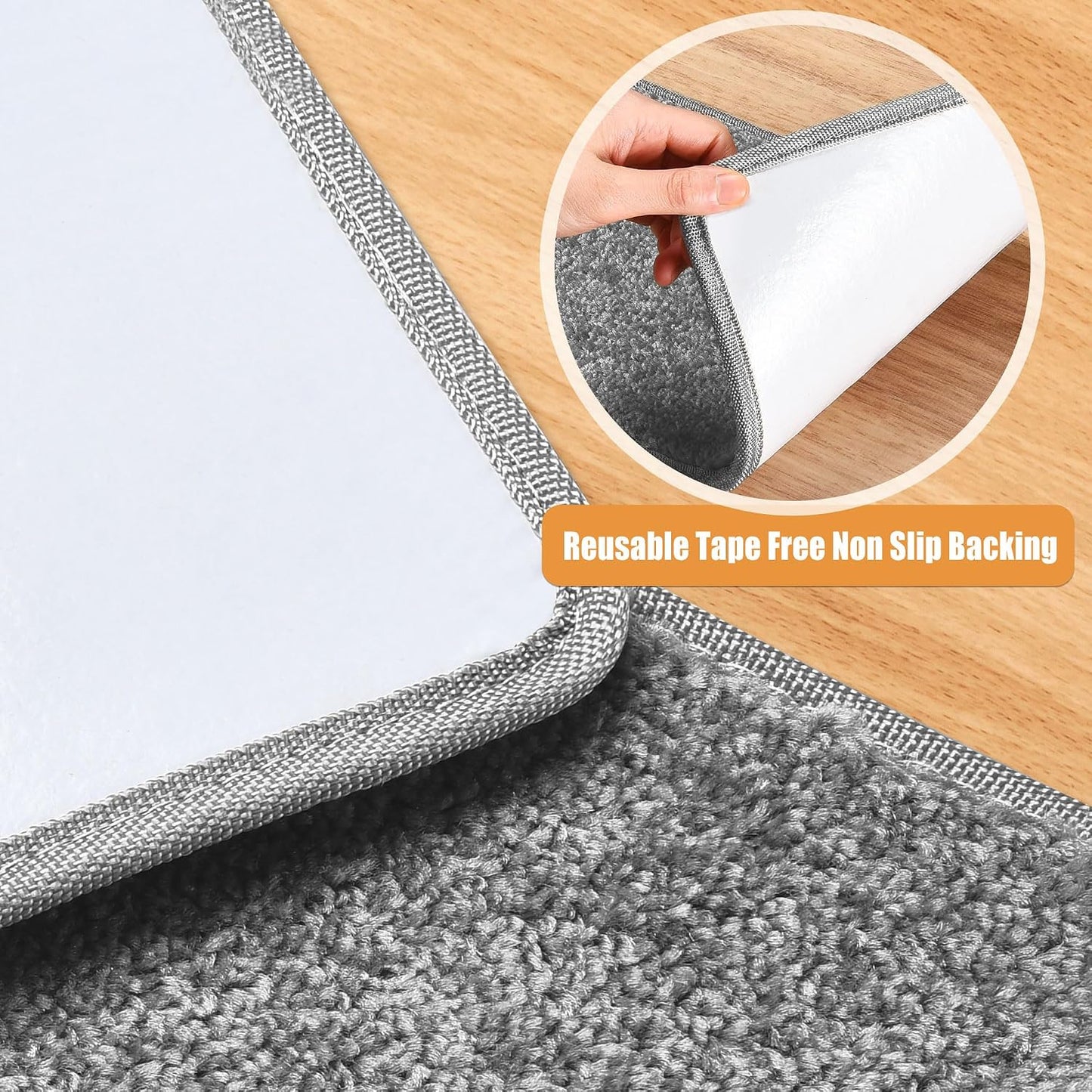 PURE ERA Carpet Stair Treads Tape Free Non Slip Indoor Stair Carpet Stair Protectors Pet-Friendly Non-Slip Skid Resistant Washable Reusable 8" x 30"(2 Pieces,Black)