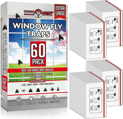 Window Fly Traps Indoor Clear (30 Pack) - Fly Window Traps for Indoors Sticky, Indoor Fly Trap Non-Toxic Fly Strips for Windows - Fly Sticky Traps Indoor Fly Paper Indoor Bug Sticky Traps (8.25" x 5")