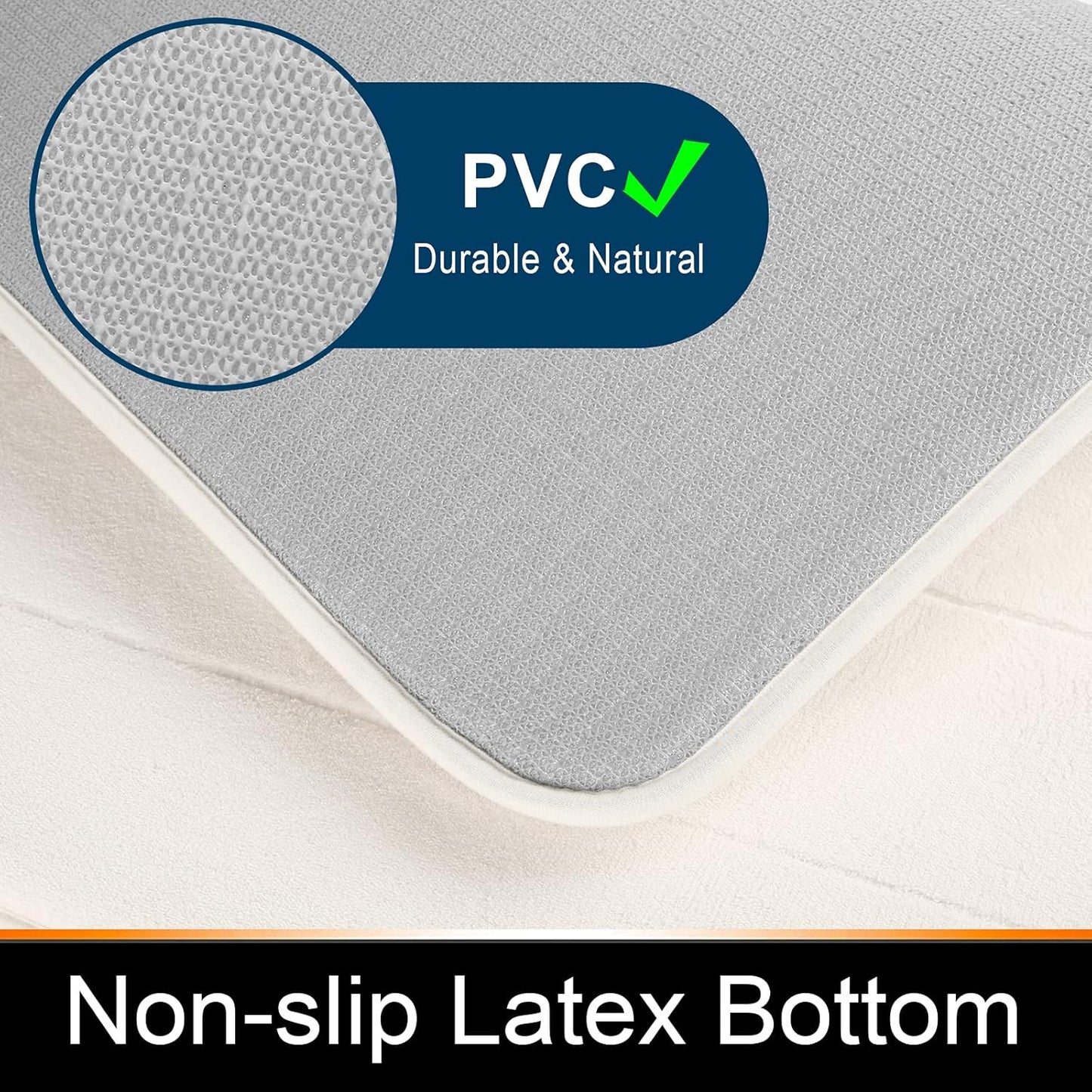 Yimobra Memory Foam Bath Mat, Super Soft Absorbent Bathroom Rug Non Slip, Quick Dry, Machine Washable Floor Carpet for Tub Shower, Home Decor Accessories, 24x17, Grey