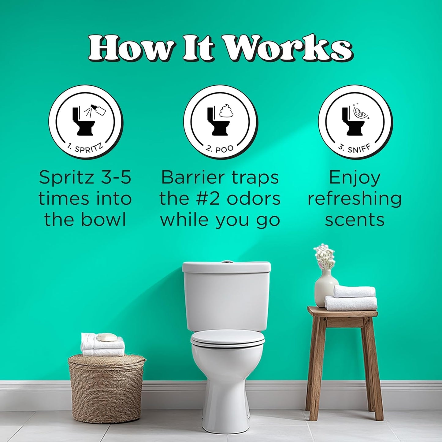 Poo-Pourri Before-You-Go Toilet Spray, Bamboo Rain, 2 Fl Oz, Up to 100 Uses, Bathroom Odor Deodorizer with Essential Oils for Home or Work, Travel Essentials, TSA Approved Size, Bamboo & Fresh Grass