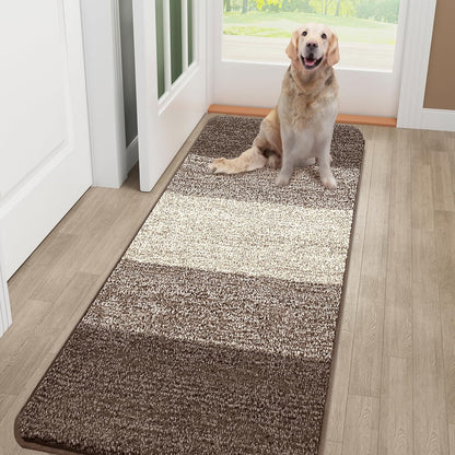 Kitinjoy Indoor Outdoor Door Mat, 32x20 Non-Slip Absorbent Dirt Trapper, Low-Profile Washable Inside Entrance Front Floor Mat, Sturdy Soft Entry Doormats for Entryway, Grey