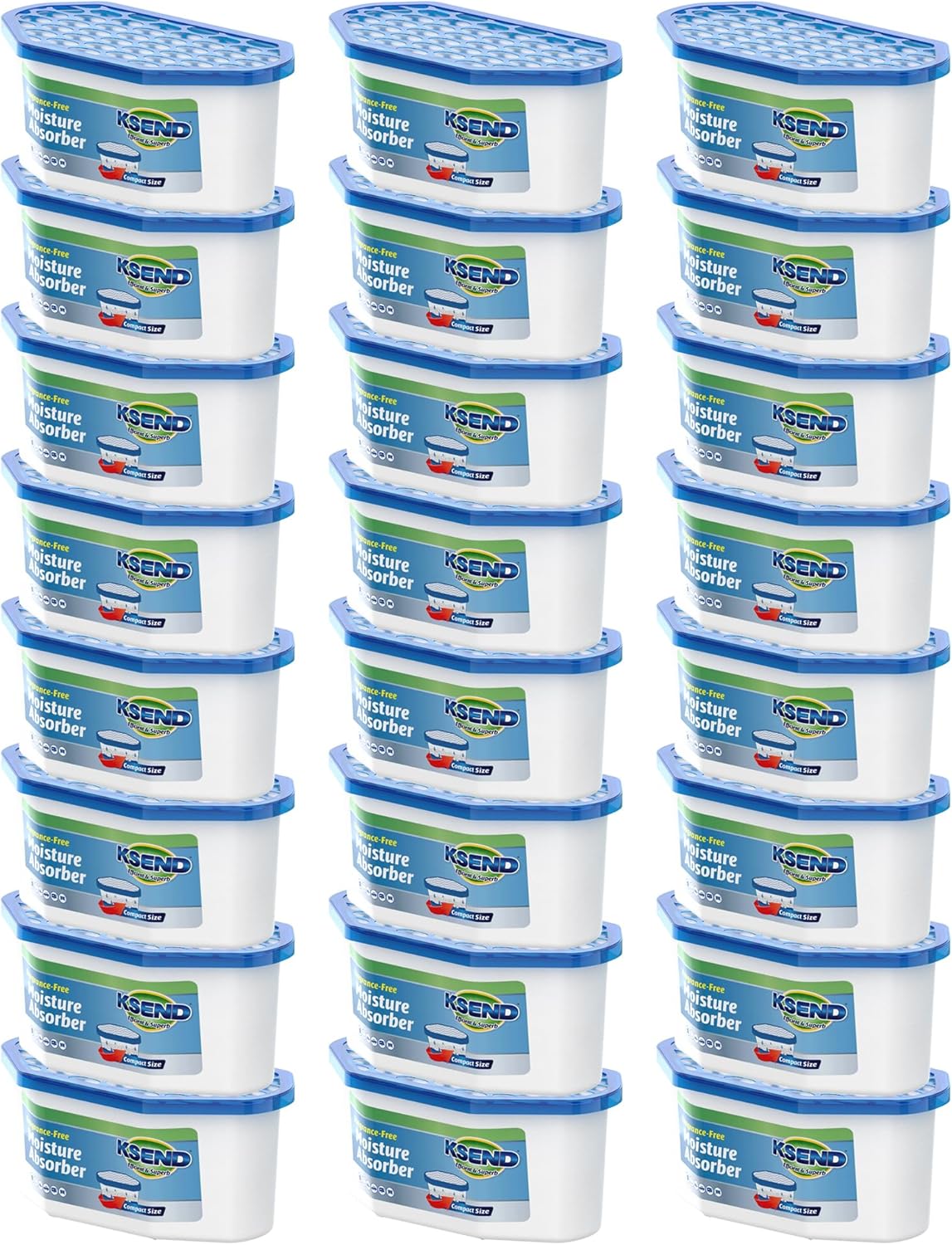 Ksend Moisture Absorbers, 12 Pack, Compact Dehumidifier for Closet, Efficient Humidity Absorber Boxes, Moisture Absorber for Closet, Odor Eliminator with Fragrance Free, Blue, 6.4oz, 300ml