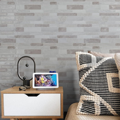 WOWSTAR 10-Sheet Peel and Stick Backsplash Tile for Kitchen Wall, Back Splash Stick On Tiles for Kitchen (12"x 12", Gray)