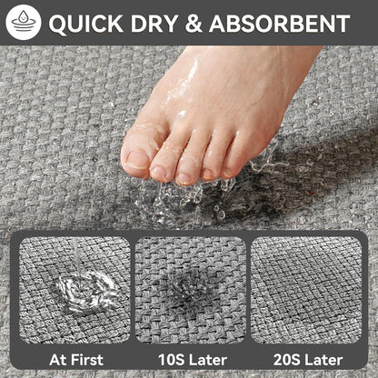 YDKGL Non Slip Bath Mat, Rubber Backing Ultra Thin Bathroom Rugs Fit Under Door Quick Dry Super Absorbent Washable Bath Rug Shower Mat for Bathroom Floor Bathtub Shower Sink, Easy Care Blue 16"x 24"