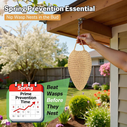 3 Pack Large Crochet Wasp Nest Decoy, Fake Wasp Nest Deterrent for Wasps Hornets, Wasp Traps Outdoor Hanging for Home and Garden