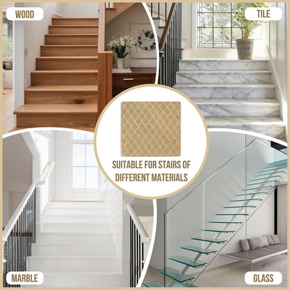 DEXDE Bullnose Stair Treads for Wooden Steps Non-Slip Stair Runner, 14 Pcs | Reusable bullnose carpet Stair Treads Indoor, Peel and Stick Stair Rugs with Edge Protection, Soft Washable, 30"x9.5" Grey