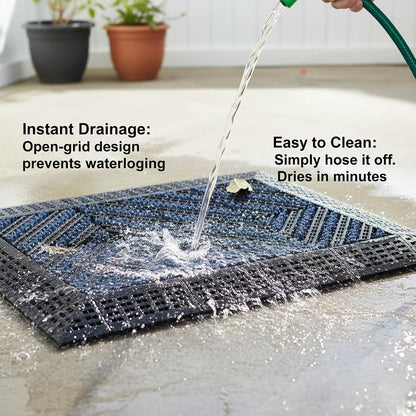 Heavy Duty Boot Scraper Doormat, 1.37" Extra Thick Outdoor Entrance Mat with Stiff Nylon Bristles, All-Weather Waterproof Mud Scrubber, 29.5" x 17.5"