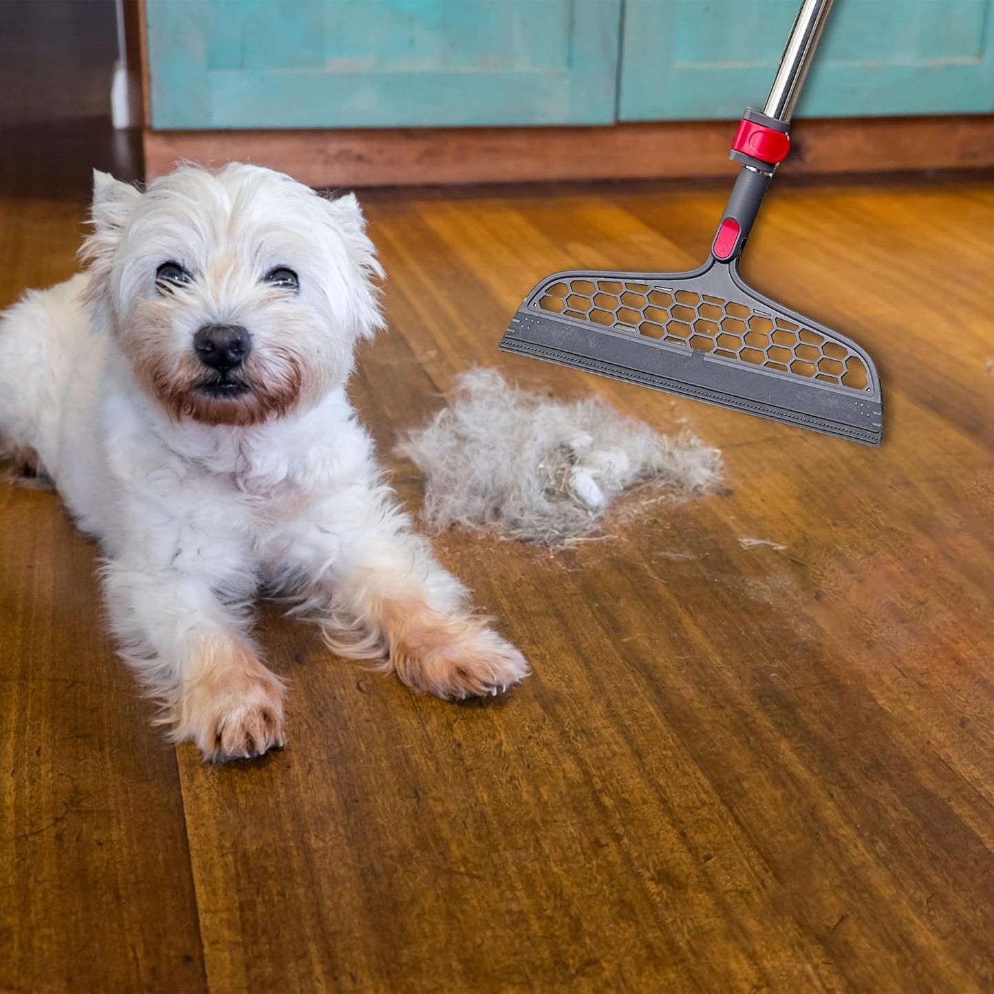TRUE & TIDY Square Spin Mop & Bucket System – Dual Chamber for Clean & Dirty Water, 360° Rotating Self-Wringing Mop with Built-in Scrub Brush, Stainless Steel Handle & 2 Reusable Microfiber Mop Pads